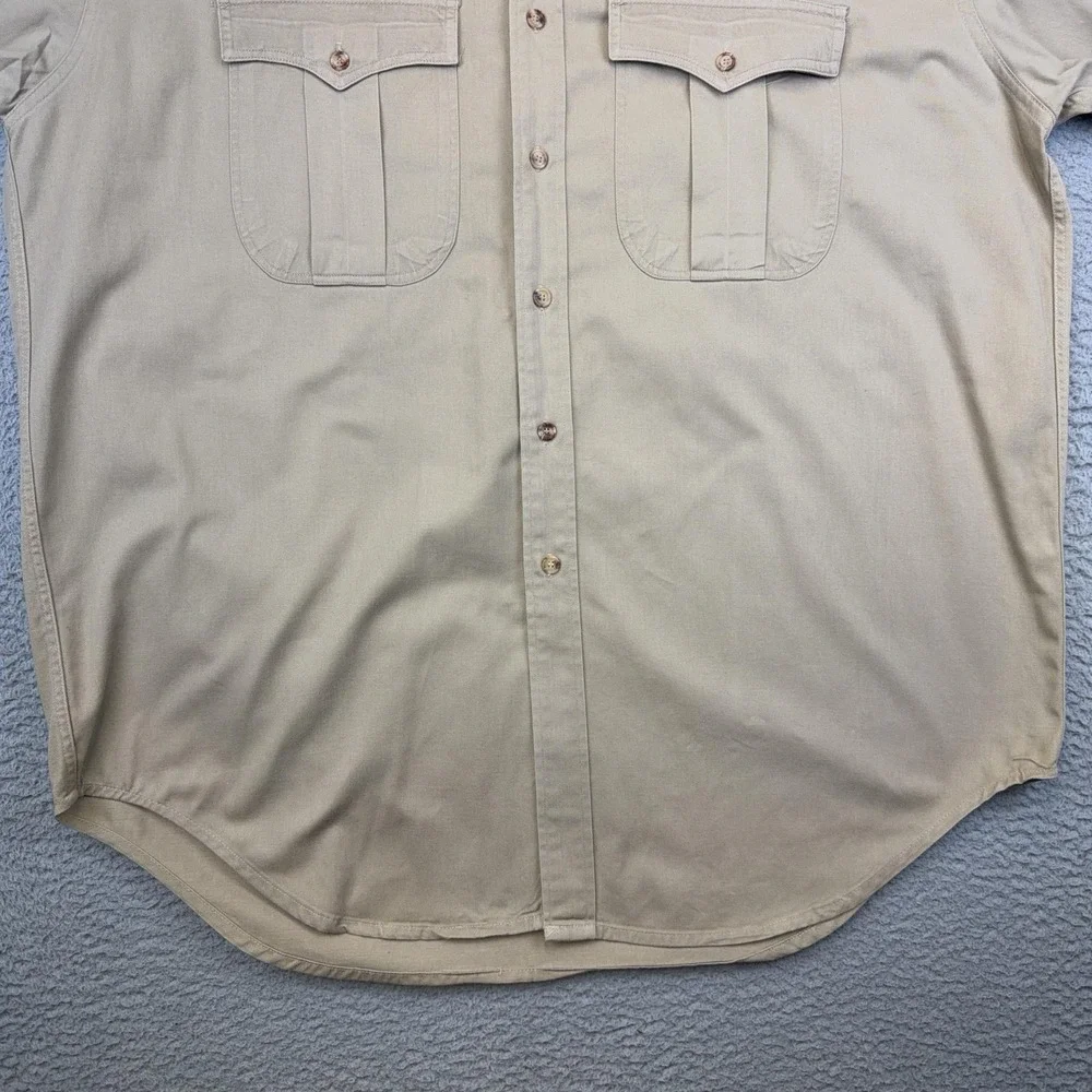 Vintage Banana Republic Shirt Mens XL Beige Safari Travel Long Sleeve Button Up